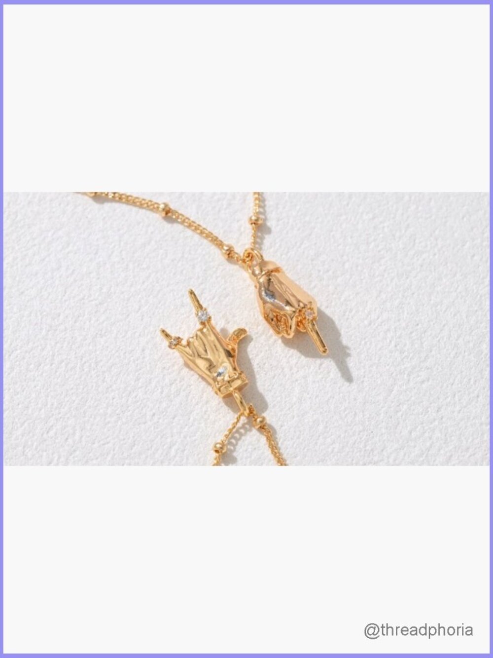 18K Gold Plated Hand Charm Pendant Necklace Dainty Cubic Zirconia Jewelry - Picture 7 of 7